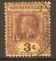 Northern Nigeria 1912 3d Purple on yellow. SG43.